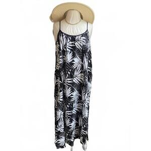 Joyspun Black and White Leaf Print Sleeveless Summer Dress 2X